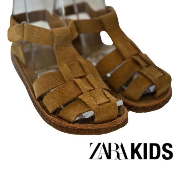 ZARA Men\'s / Boys Suede Fisherman Sandals in Tan / Brown. 7 (40) ZARA KIDS FISHERMAN TAN SANDALS, TODDLER BOYS SIZE 8 main image 3